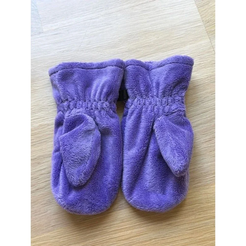 Spyder bunny little girls purple teddy fleece mittens size M